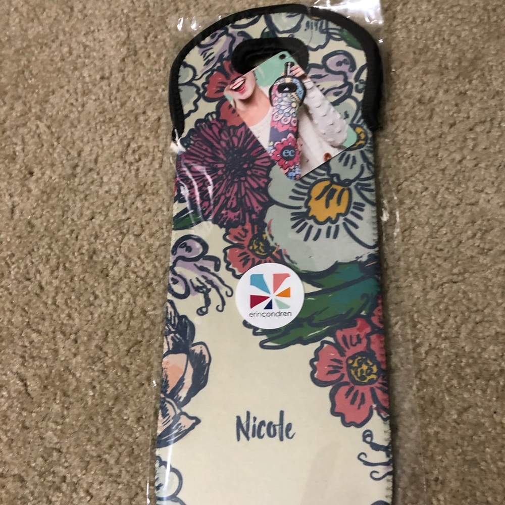Erin Condren Personalized Wine Tote (Floral Ink)